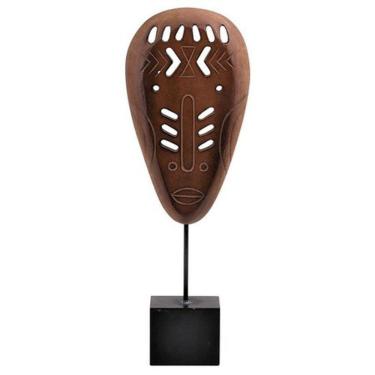 Imagem de Escultura Decorativa de Madeira Máscara Tribal 35cm NK0097 BTC