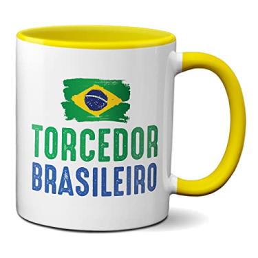 Imagem de Caneca Torcedor Brasileiro Bandeira Jogo Brasil Copa Mundo (Amarela)