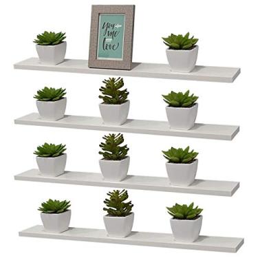 Imagem de Kit 4 Prateleiras 60 x 10cm Branca Suporte Invisível