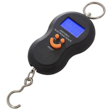 Imagem de Balança Digital Portátil De Mão Com Gancho De Aço P/ Bolsa Sacola E Mala Peixe De 10g Até 50kg Lb Oz Jin - Função Tare