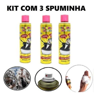 Imagem de Neve Artificial 3 Latas Spray Espuma Carnaval Slime Alegria