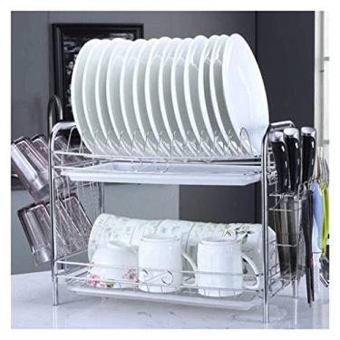 Imagem de Escorredor de louça, escorredor, escorredor, escorredor de pratos de aço inoxidável, prateleira de pia, suporte de talheres antiderrapante, escorredor de cozinha, organizador de pratos para cozinha