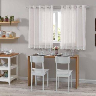 Imagem de Cortina Cozinha Duplex Brisa Bella Janela 3,00m x 1,40m, BRANCO