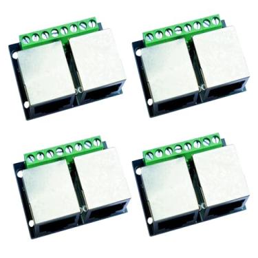 Imagem de 4 peças RJ45 Ethernet Dual Female Termindal Connector Breakout Board, 3,5 mm Pitch 8 pinos RJ45 placa conector de parafuso terminal adaptador de rede blindado com placa PCB
