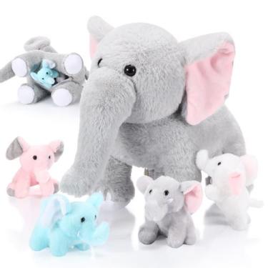Imagem de Conjunto de 5 Bichos de Pelúcia Skylety - Elefante com Bebês