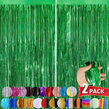 Imagem de Cortinas de Franja Metálica NUWDHP - Verde Metálico - 1m x 2,5m (Pacot