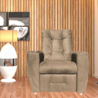 Imagem de Poltrona Do Papai Reclinável Suede Porta Copo Perola Capuccino