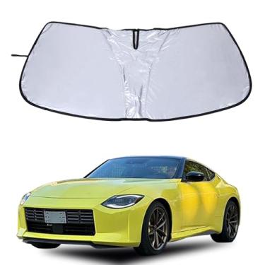 Imagem de Para-brisa compatível com protetor solar de para-brisa frontal dobrável Nissan, bloqueia os raios UV mantém o refrigerador do seu carro (para Nissan 400Z 2023-2025(B))