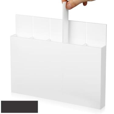 Imagem de Honeydak Dispensador de canudo de acrílico para porta de armário organizador de canudo magnético reutilizável armazenamento para cozinha armário geladeira escritório (branco)