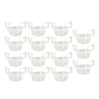 Imagem de WeiLaiKeQi Bandeja para vasos de flores com ganchos, 15 peças, para áreas internas e externas, com ganchos embutidos, pires redondos transparentes, cestos, 10inch