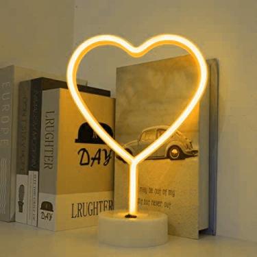 Imagem de AQY Placa de neon, luz noturna de néon LED, operada por USB, sinais de néon para decoração de quarto e festa de casamento (coração quente)