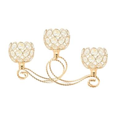 Imagem de Ioensy Castiçal de 3 braços para velas votivas, candelabro de 30x18,5 cm, suporte de metal para festivais, decoração multifuncional para velas votivas