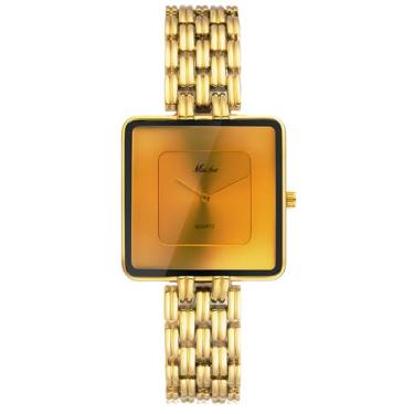 Imagem de MASTOP Relógios dourados femininos de luxo, quadrado, relógio de pulso de quartzo delicado, pulseira de aço inoxidável, à prova d'água, relógios elegantes para presente dela, Dourado, Delicado e