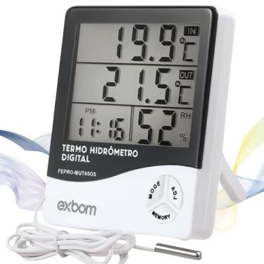 Imagem de Termômetro Digital E Higrômetro Para Medição De Temperatura e Umidade Do Ar Máxima/Minima Com Relógio Digital Para Freezer Geladeira Aquario Chocadeira Empresarial Cabo Linha de Qualidade Premium