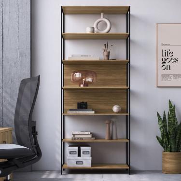 Imagem de Estante 7 Prateleiras 211,5cm Home Office Concept Nogal Sevilha/Preto