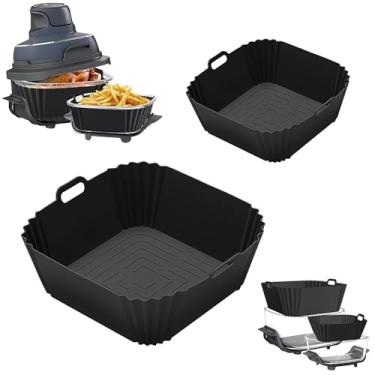 Imagem de Forros de silicone para fritadeira Ninja Crispi, LYHOLKEER 2 peças de forros reutilizáveis de silicone para fritadeira a ar ninja, grande para 4 litros e pequeno para recipiente de 6 xícaras