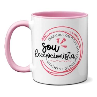 Imagem de Caneca Para A Melhor Recepcionista Amo o Que Faço Profissão (Rosa)