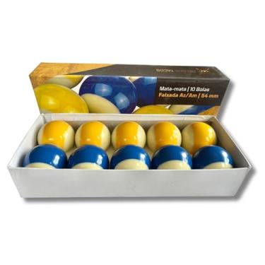 Imagem de Jogo 10 Bolas Bilhar Sinuca Mata-mata 54 mm Faixa Am/Az RDT