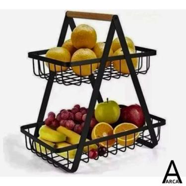 Imagem de Fruteira de Mesa ou Cesto Multiuso Cesta de metal portátil Organizador