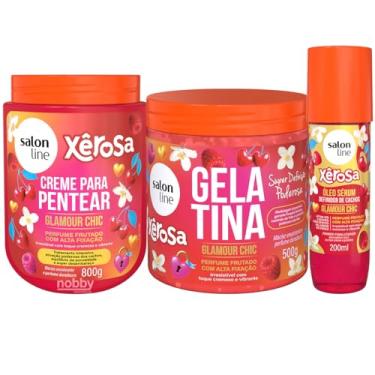 Imagem de Salon Line Xêrosa Kit Glamour Chic, Creme para Pentear e Óleo Sérum, Perfume Frutado, 500g