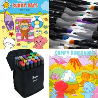 Imagem de 2 Livros De Colorir Bobbie Goods 48 Folhas 24 Canetinhas Adicionar aos
