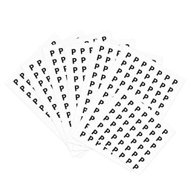Imagem de uxcell Adesivos de letras redondas, 38 mm de diâmetro letra P autoadesivo PVC à prova d'água 500 peças, palavra preta/fundo branco