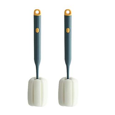 Imagem de Escova macia para mamadeira – 2 peças é macia e fácil de limpar, pode remover eficazmente os resíduos de manchas na parte inferior do copo (verde)