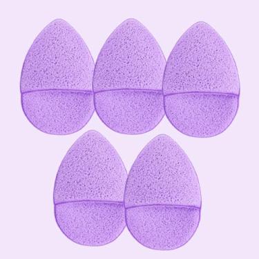 Imagem de 5 esponjas faciais reutilizáveis para limpeza diária do rosto, esfoliante suave e removedor de maquiagem (Roxo)