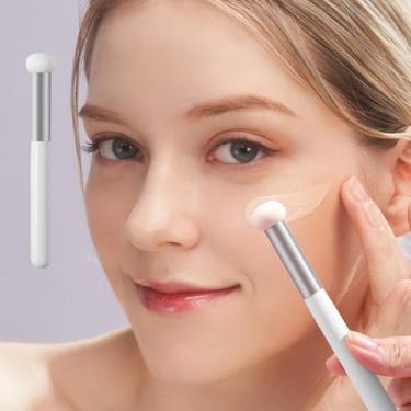 Imagem de Pincel corretivo de esponja redonda portátil para aplicação de maquiagem de precisão - Ferramenta leve de beleza para viagem para correção e mistura de manchas