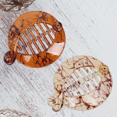 Imagem de 2 peças de pente de cabelo banana pequeno para meninas, redondo, plástico, rabo de peixe, acessórios de cabelo entrelaçados, suporte de rabo de cavalo, estilo feminino, longo, liso, encaracolado