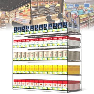 Imagem de Suporte de exibição automático de cigarro montado na parede, organizador de tabaco de 3 camadas com estojo de acrílico transparente para fácil armazenamento e visibilidade