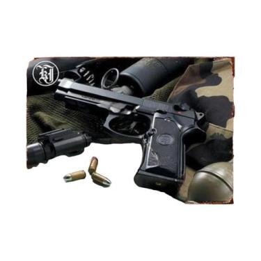 Imagem de Placa De Metal Vintage HD Com Estampa De Pistola Para Decoração De Par