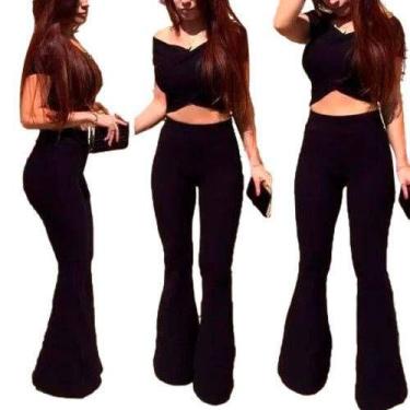 Imagem de Calça Legging Bandagem Flare boca de sino Cintura Alta Compressão - Pr