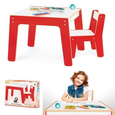Imagem de Mesa Mesinha Infantil De Madeira Com 1 Cadeira Cadeirinha Junges Vária