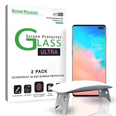 Imagem de Protetor de tela ultra vidro da amFilm para Galaxy S10 Plus, (2 unidades) UV, vidro temperado, compatível com scanner de impressões digitais ultrassônico para Galaxy S10 Plus (2019)