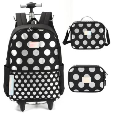 Imagem de Mochila Infantil Rodinhas com Lancheira e Estojo Up4you Bolinhas MC46702UP Preto