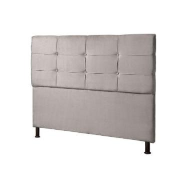 Imagem de Cabeceira estofada casal box 140cm com pés suede cinza - Safira - Vamf