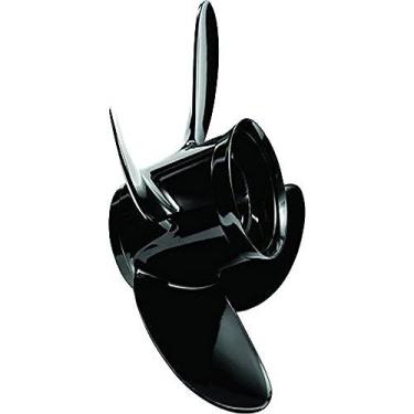 Imagem de Quicksilver Hélice de alumínio de 4 lâminas Nemesis 8M8027497 - diâmetro de 35 cm x inclinação de 25 cm, rotação da mão direita, 40 CT - 125 HP Mercury (Pontoon), acabamento preto