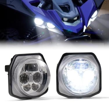 Imagem de A & UTV PRO Faróis de LED com farol alto e baixo DRL para Yamaha Wolverine X2 X4 2018-2024, farol com anel halo, luzes dianteiras para acessórios YXZ 1000R 2016-2024