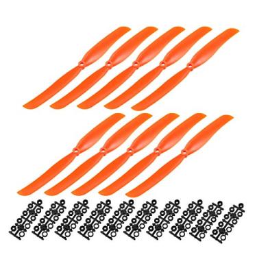 Imagem de uxcell Hélices RC CW 9050 9x5 polegadas 2 palhetas de asa fixa para brinquedo de avião, nylon laranja, 10 peças com anéis adaptadores