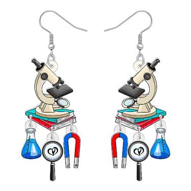 Imagem de YINYA Brincos de química átomo de acrílico com pingente de laboratório de ciências presentes de agradecimento para professores para mulheres joias de volta às aulas, Medium, Acrílico, Sem pedra