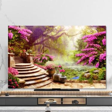 Imagem de Nova capa de TV atualizada capa contra poeira pendurada mesa curva universal tela de TV protetor de poeira pintura paisagem padrão protetor de exibição (tamanho: 32 ~ 86 polegadas)-Tipo 03||58-60