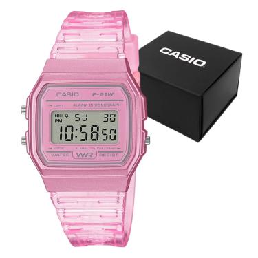 Imagem de Relógio Feminino Casio Standard Rosa à Prova D'água 30M F-91WS-4DF-SC