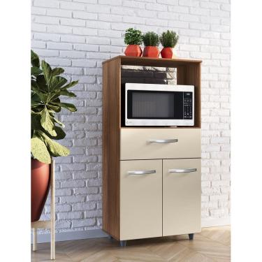 Imagem de Balcão Multiuso Luna 60cm Nicho para Forno 2 Portas 1 Gaveta - Savana/Off White Móblis