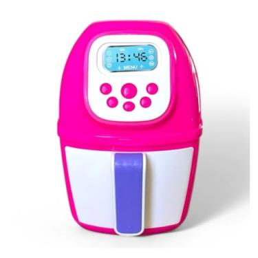 Imagem de Mini Fritadeira de Ar de Brinquedo com Display Digital, Bandeja Removível, Rosa