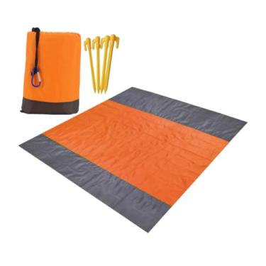 Imagem de Fenteer Esteira de praia para áreas externas, barraca de acampamento, lona, ​​cobertor de acampamento para gramado, passeios em família, festivais, L
