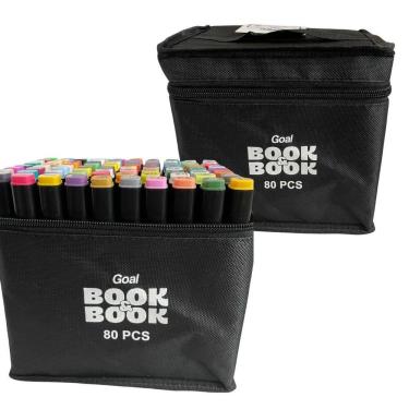 Imagem de Kit Canetas Marcador Para Colorir Com Ponta Dupla E 80 Cores