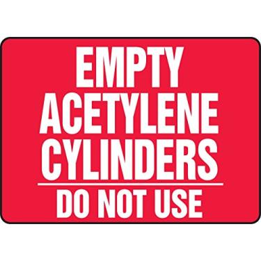 Imagem de Accuform Placa de segurança de alumínio MWLD518VA, lenda "CILINDROS DE ACETILENO VAZIO NÃO USA", 10" de comprimento x 35,56 cm de largura, vermelho no branco