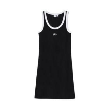 Imagem de GAP Minivestido feminino com logotipo canelado, Logotipo preto verdadeiro, M