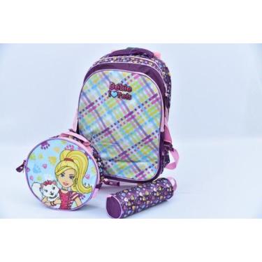 Imagem de Kit Mochila Rodinha Princesa Feminina Escolar Estampada lancheira - A&